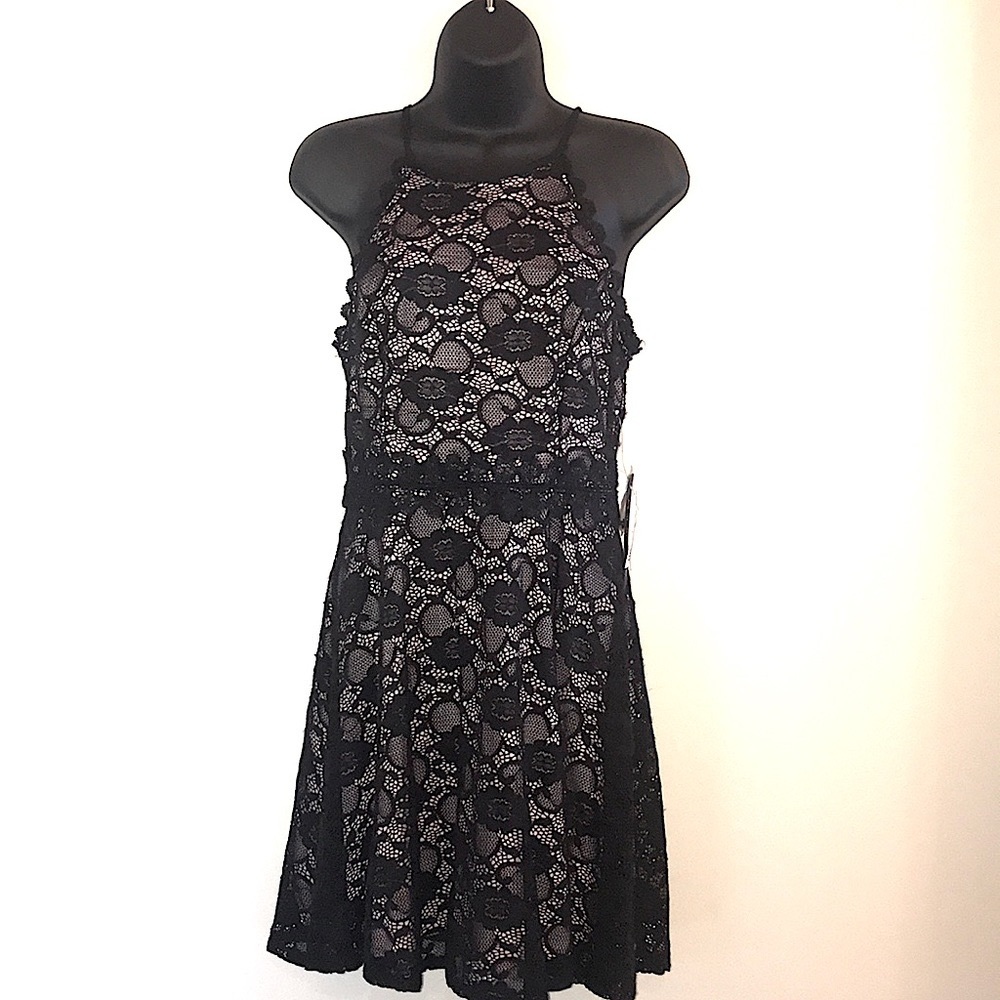 🌸 3/$25 As U Wish black lace short dress NWT